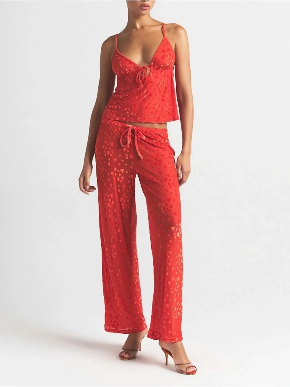 NWT SKIMS Sheer Velvet Cami and Pant Set in ‘Ruby’